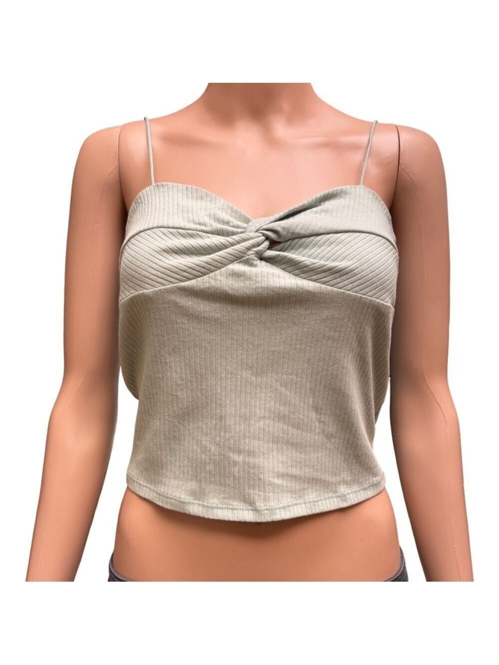 7 Day Wknd Green Cropped Cami Medium, Cotton Blend (3 for $12 item)